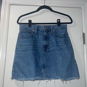 Madewell Blue Denim Raw-Hem Mini Skirt